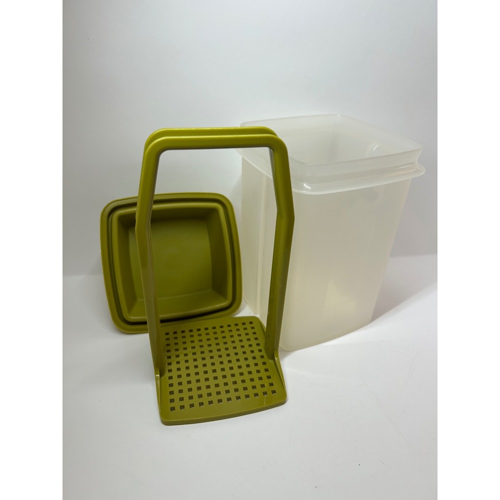 Vintage Tupperware Avocado Green Pickle Keeper Strainer Container w Lid - Picture 5 of 6